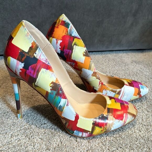 Women’s Reindee Lusion Multicolored Stiletto High Heels Round Toe Size 10 NEW - Picture 1 of 11